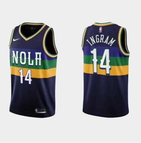 Men New Orleans Pelicans #14 Brandon Ingram 2022-23 City Edition Navy Jersey